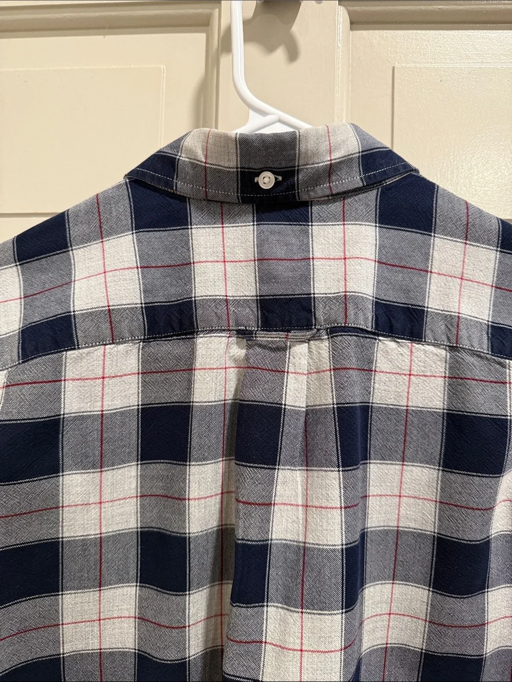 J. Crew Oxford Slim Fit Button Down Plaid Flannel Navy/White/Red Size M